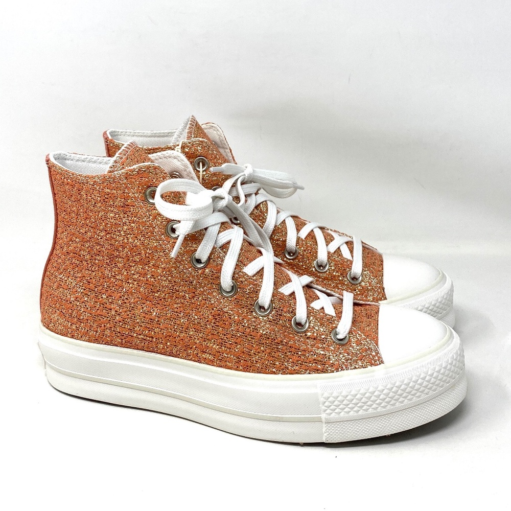 Converse CTAS Lift Platform High Top Gold Women Canvas Size Sneakers 570984C - Picture 2 of 9